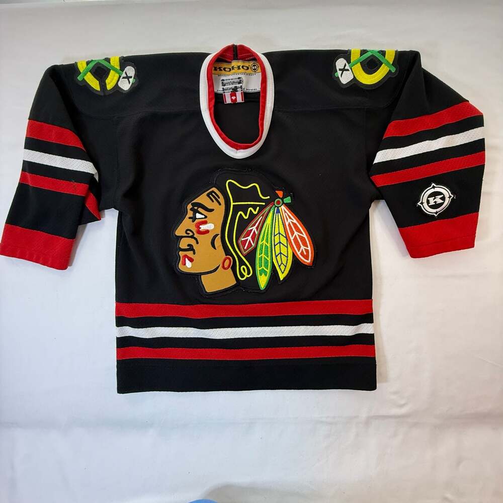Vintage Kohr Chicago Blackhawks Alternate Black Hockey Jersey size Youth S/M